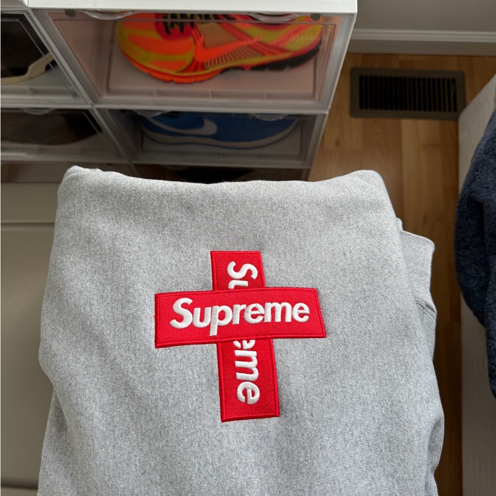 Supreme Grey Hoodie with Red Logo